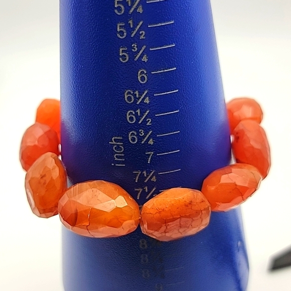 Orange Carnelian Amazing Cut 335.00 Cts Chunky Beaded Natural Gemstone Bracelet - Picture 10 of 10